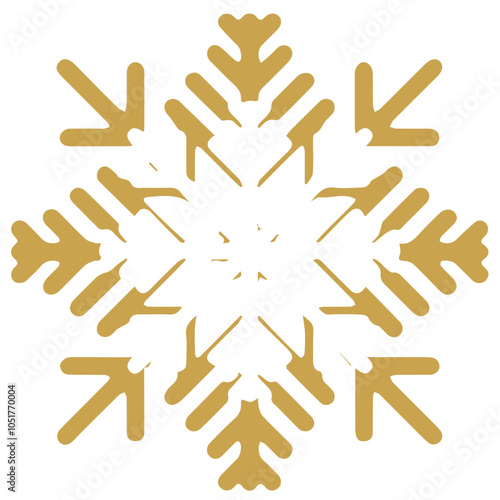 Snowflake golden white shape lines winter season decoration illustration