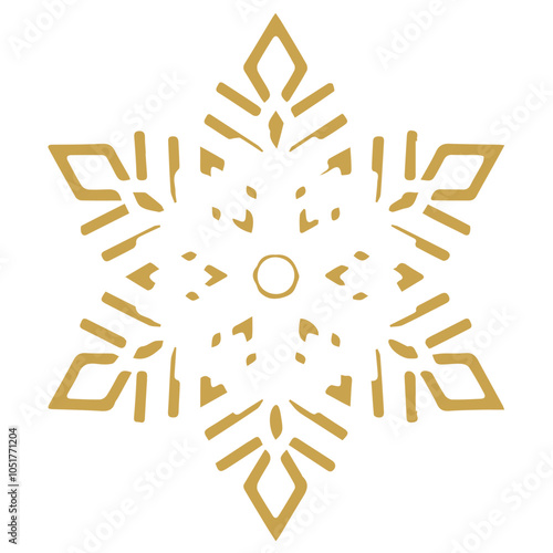 Snowflake golden white shape lines winter season decoration illustration