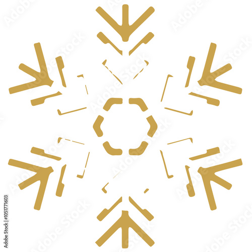 Snowflake golden white shape lines winter season decoration illustration