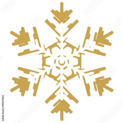 Snowflake golden white shape lines winter season decoration illustration