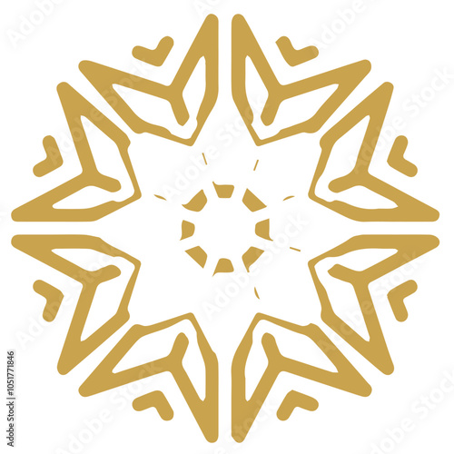Snowflake golden white shape lines winter season decoration illustration