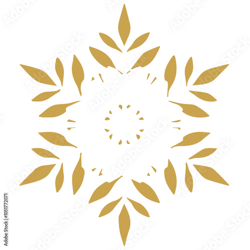 Snowflake golden white shape lines winter season decoration illustration