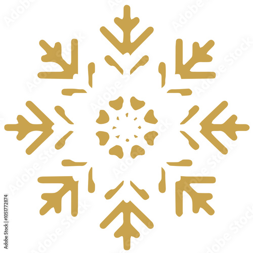 Snowflake golden white shape lines winter season decoration illustration