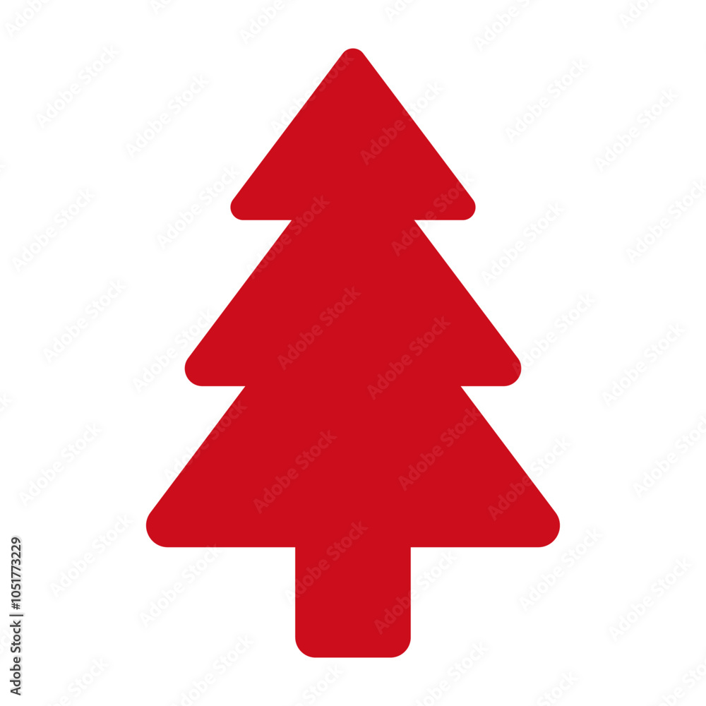 Fototapeta premium Christmas tree vector red icon isolated on a white background.