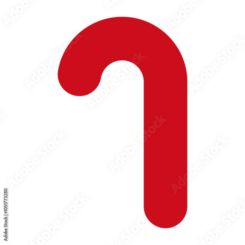 Christmas candy cane vector red icon isolated on a white background.