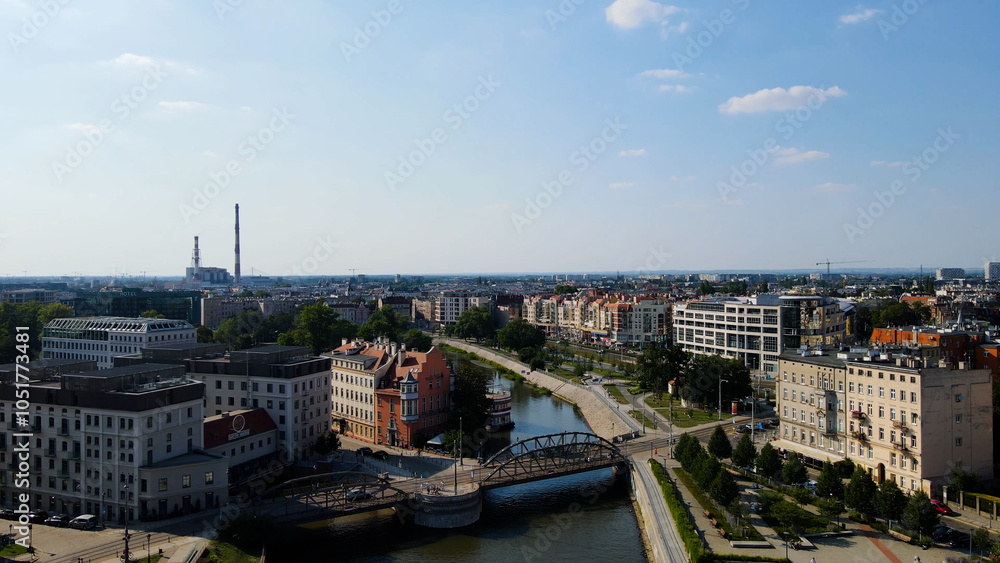Obraz premium view city from the height of modern wish development architecture Europe Wroclaw Poland