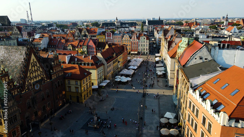 view city from the height of modern wish development architecture Europe Wroclaw Poland