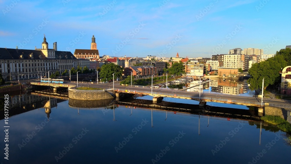 Fototapeta premium city Europe beautiful top view aerial photography of Wroclaw Poland