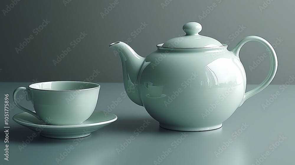A delicate teapot and cup set, perfect for serving tea. A delicate teapot and cup set, perfect for serving tea.
