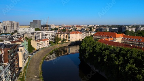 city Europe beautiful top view aerial photography of Wroclaw Poland photo