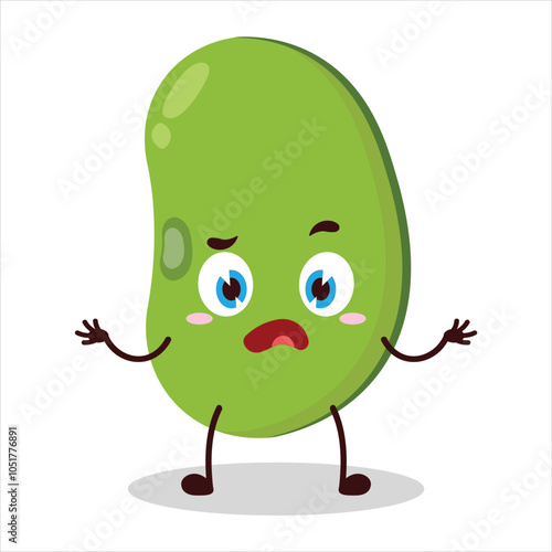 cute don't know expression of mung bean  character