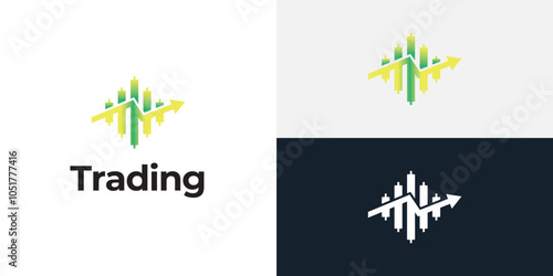 Trading candlestick logo icon template.