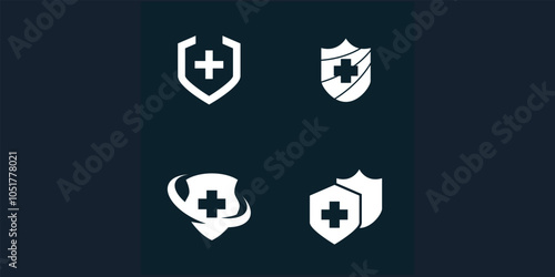 Set of Medical Shield Logo Design. Health protection shield logo designs for medical clinic service.