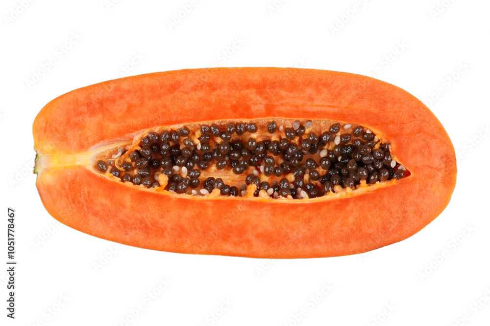 Ripe papaya in a half isolated transparent Ripe papaya in a half isolated transparent