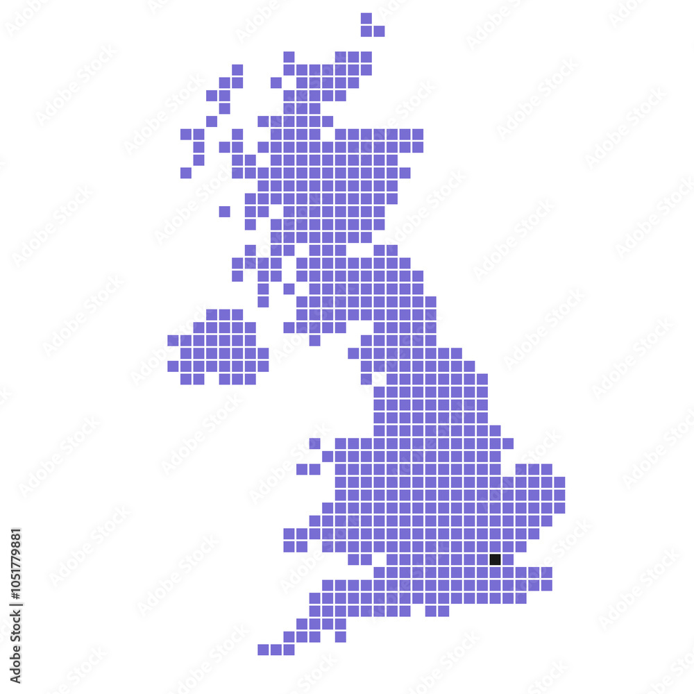 Fototapeta premium Creative Dotted Map of United Kingdom with capital London Square dots 