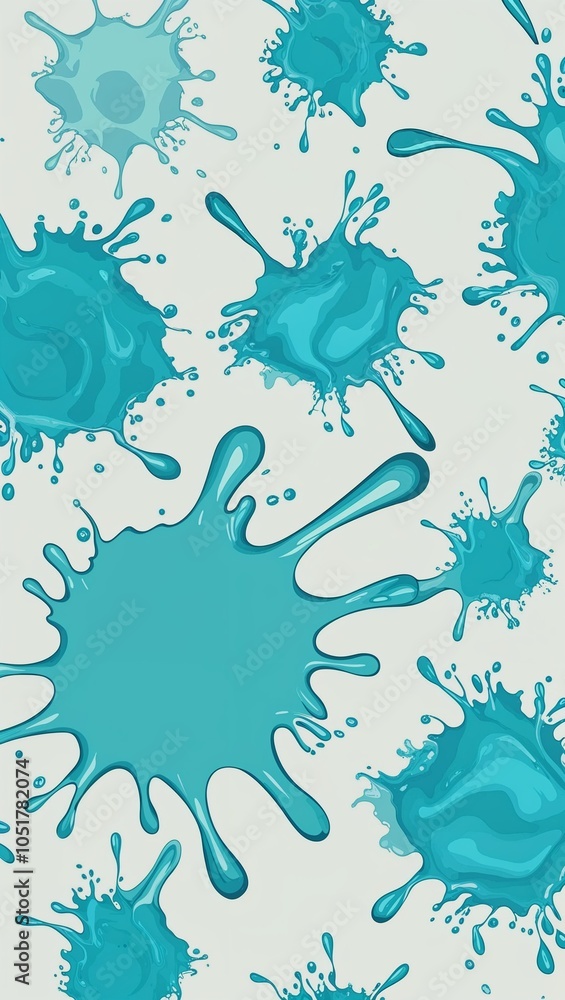 Turquoise and seafoam ink splashes with rippling effects pattern Turquoise and seafoam ink splashes with rippling effects pattern