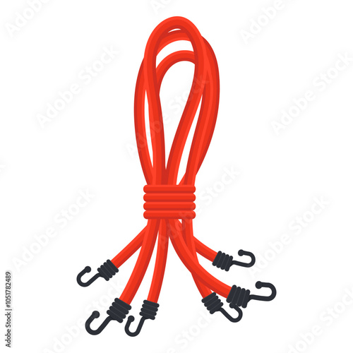 Red bungee cord vector cartoon illustration isolated on a white background.