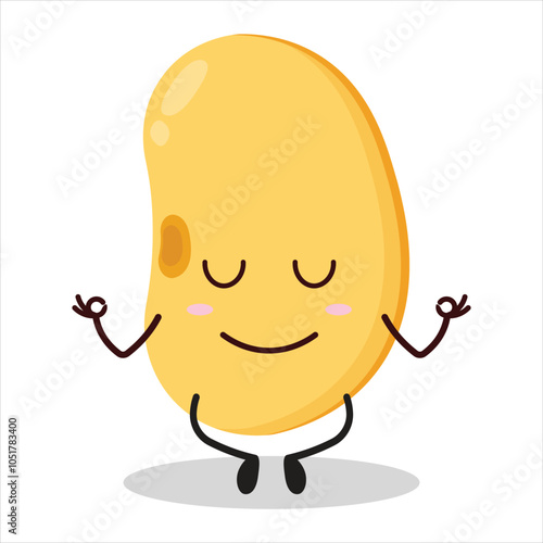 cute yoga expression of soy bean character