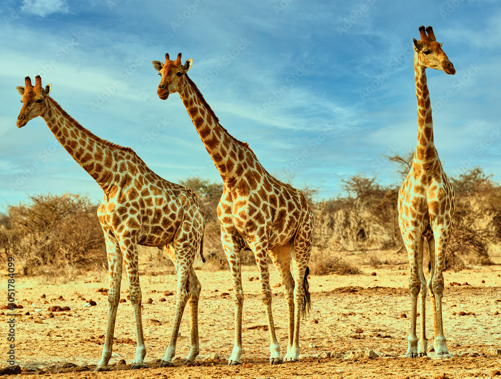 Obraz premium Namibian Safari Adventure: Wildlife Encounters with Giraffes, Elephants, Rhinos, Whale