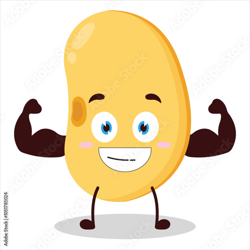 cute masculine healthy athlete expression of soy bean character