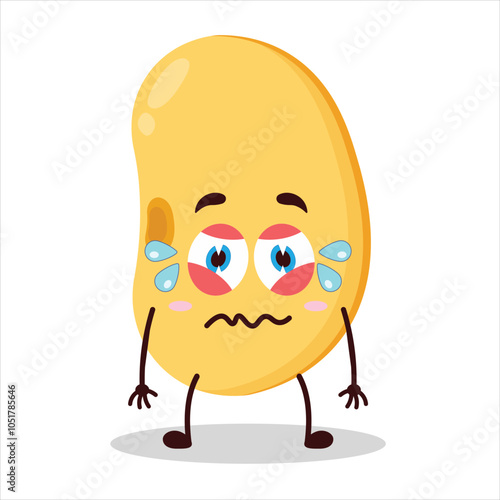 cute upset expression of soy bean character