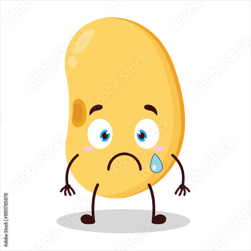 cute nervous expression of soy bean character
