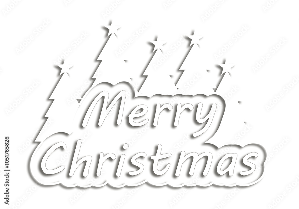 Fototapeta premium Felicitación de navidad blanca con silueta de pinos de navidad