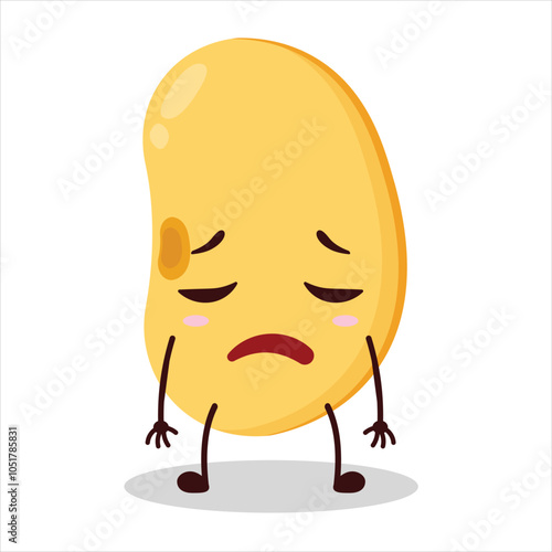 cute tired expression of soy bean character