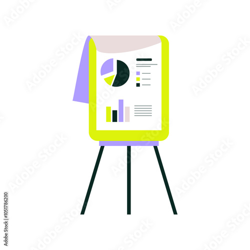 Data presentation chart symbolizing financial analysis, performance review, and strategy planning, flat vector illustration representing business growth, isolated on white background