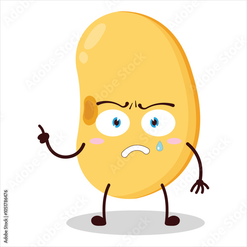 cute weird expression of soy bean character