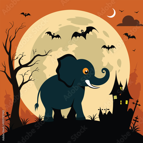 Halloween spooky Elephant T-Shirt Design