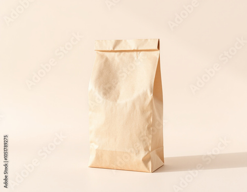 Brown Paper Bag Packaging on Neutral Background