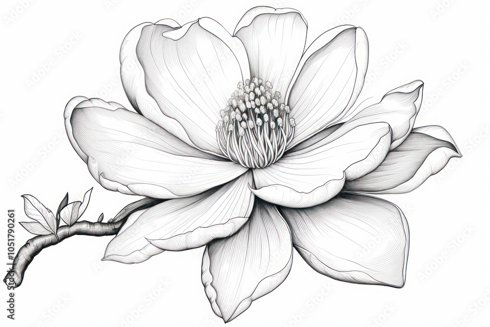 Obraz premium Drawing blossom flower sketch.