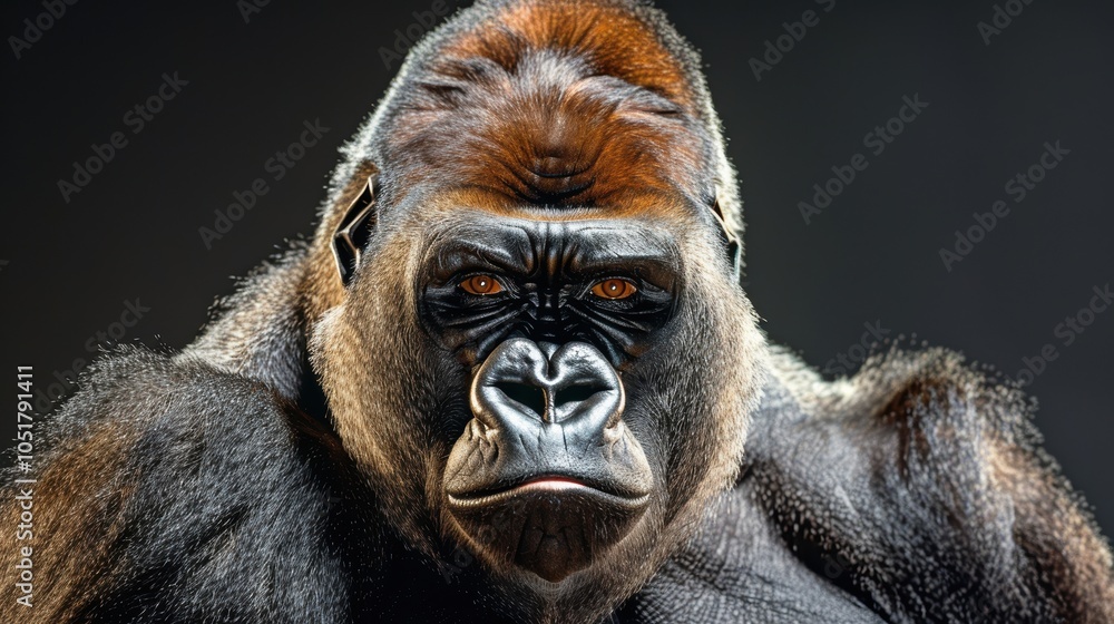 Obraz premium Majestic Gorilla Portrait in Studio Setting