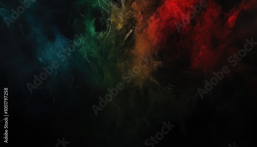 Abstract Colorful Powder Explosions on Black Background