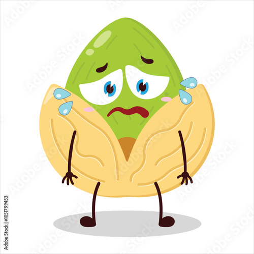 cute depressed expression of pistachio character