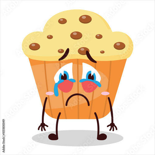 cute cry expression of muffin character
