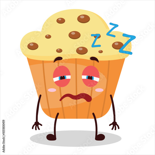 cute sleepy expression of muffin character