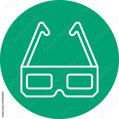 3D Glasses line circle icon