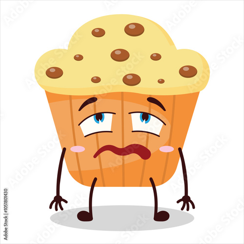 cute bored expression of muffin character