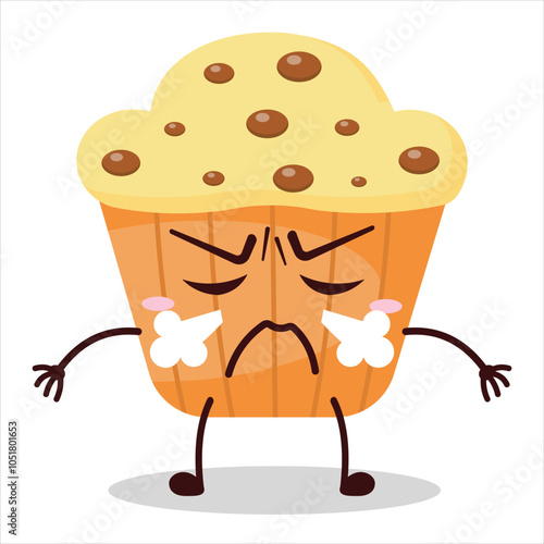 cute mad expression of muffin character