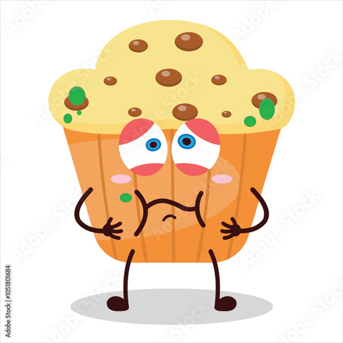 cute sick expression of muffin character