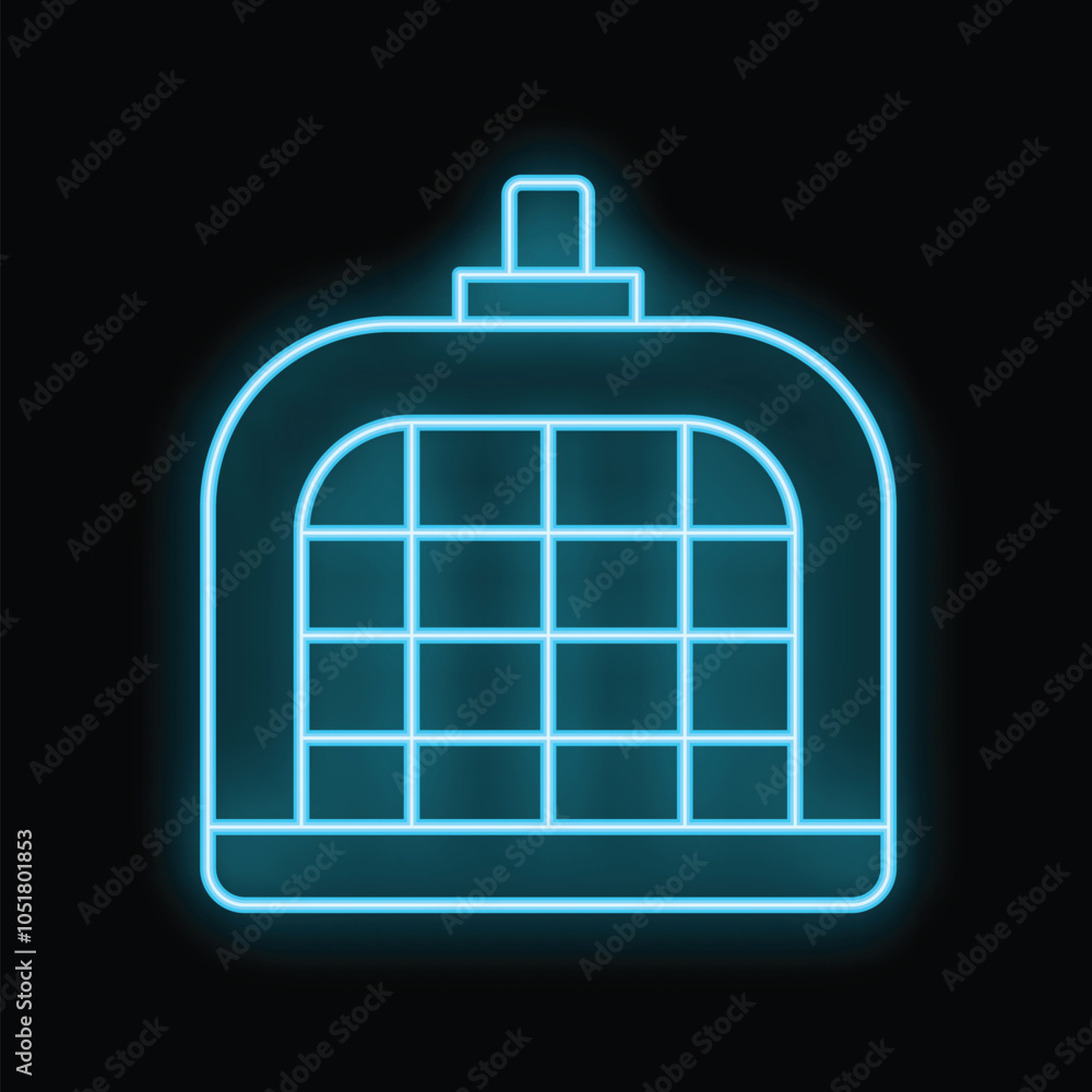 Obraz premium Glowing neon line pet carry case icon isolated on black background. Veterinary clinic concept. Vector