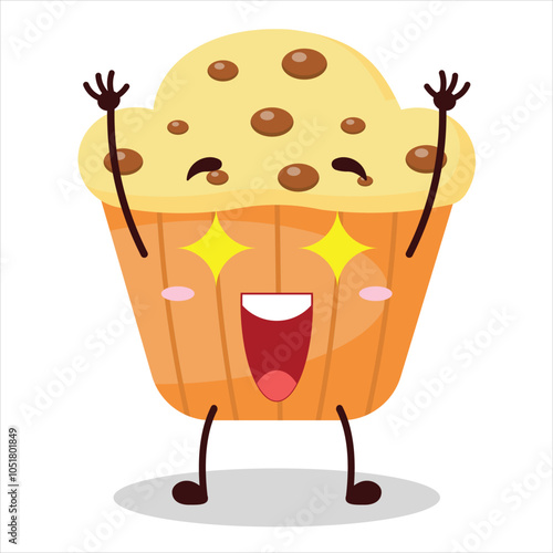 cute excited expression of muffin character