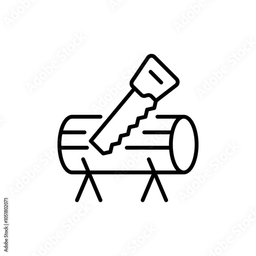 Sawmill outline icons, minimalist vector illustration ,simple transparent graphic element .Isolated on white background