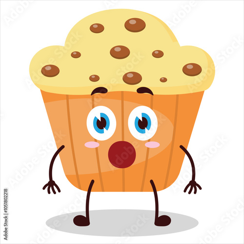 cute shocked expression of muffin character
