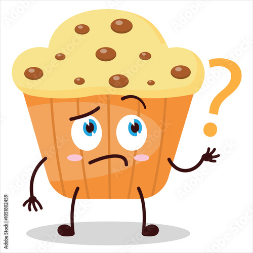 cute curious expression of muffin character