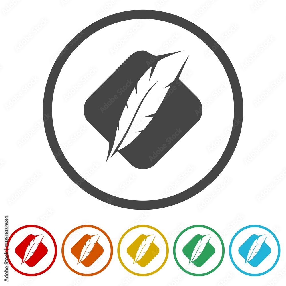 Feather icon in trendy design style. Set icons in color circle buttons Feather icon in trendy design style. Set icons in color circle buttons