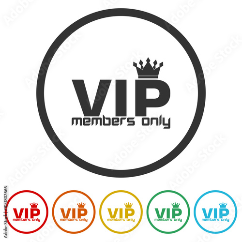 VIP members only icon. Set icons in color circle buttons
