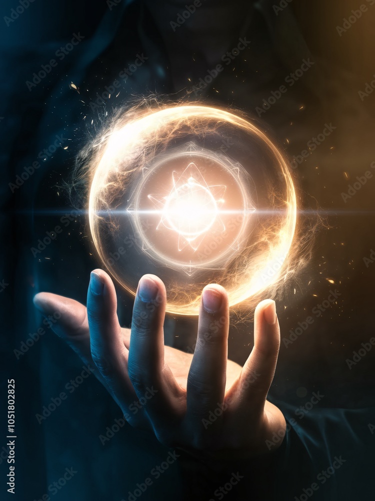 Hand Holding Mystical Energy Sphere Hand Holding Mystical Energy Sphere